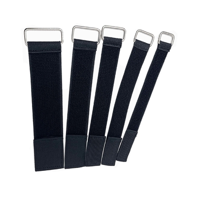 Elastic band hook and loop fastening strap nylon elastic un-napped loop band stretch hook and loop with buckle