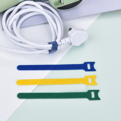 Releasable and self locking custom printed  hook and loop cable tie organizer with logo