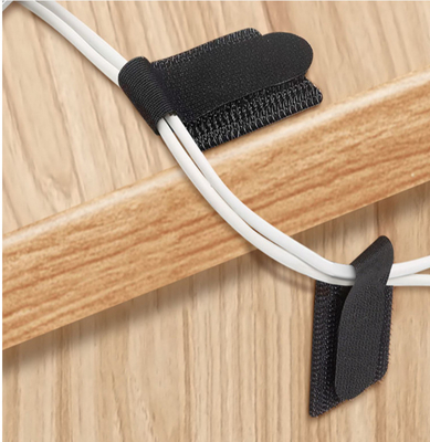 Black and white Custom part adhesive hook and loop strip wire ties Mount cable tie