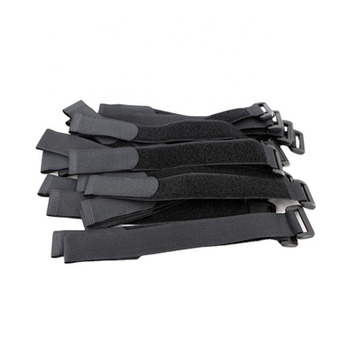 Custom Black nylon hook and loop strap with plastic buckle for cable data room and sport medical purpose