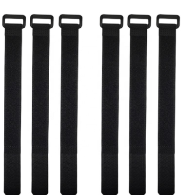 Custom Black nylon hook and loop strap with plastic buckle for cable data room and sport medical purpose