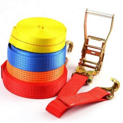 Strong Binding Durable 2 Inches 50 mm width Ratchet Tie Downs Strap  3T 5T 8T 10T  Load tighter Cargo Belt with Metal J hook