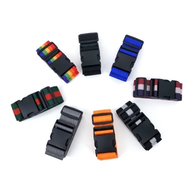 Heavy duty high quality rainbow colors custom tag luggage straps adjustable buckle webbing belt for suitcases and travel bag