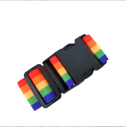 Heavy duty high quality rainbow colors custom tag luggage straps adjustable buckle webbing belt for suitcases and travel bag