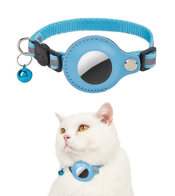 Dansky Custom Logo with Smart GPS Tracker in Leather Holster Support Both Apple and Android System Pet Cat Collars