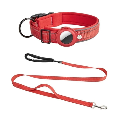 Dansky Nylon Neoprene Reflective Dog Collars with Safety Lock Buckle Waterproof Airtag Dog Collar Holder Case