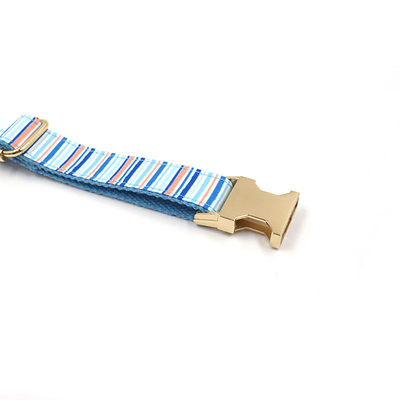 Dansky Wholesale Classic Cotton Dog Collar Soft Adjustable Gold Zinc Alloy Buckles Printed Stripe Design Personalized for Your