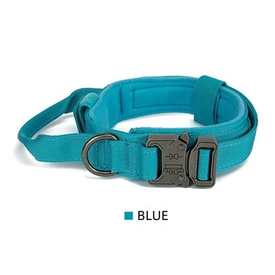 DANSKY Adjustable Walking Training Nylon Tactical Dog Collar With Control Handle and Heavy Metal Buckle for Large Medium Dogs