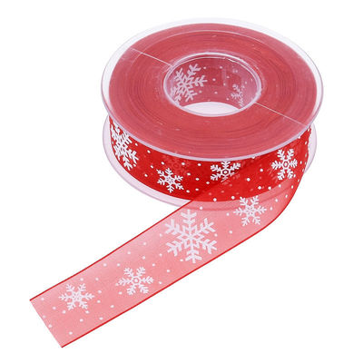 Dansky Christmas Wired Ribbon Snowflake Organza Sheer Glitter Ribbon for Xmas Tree, Wreath, Party Decoration, Gift Wrapping