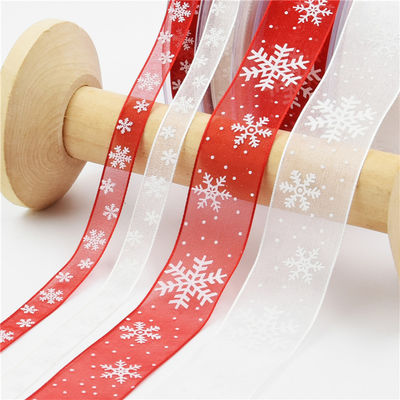 Dansky Christmas Wired Ribbon Snowflake Organza Sheer Glitter Ribbon for Xmas Tree, Wreath, Party Decoration, Gift Wrapping