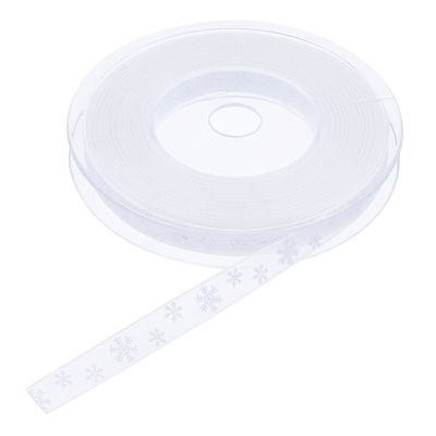 Dansky Christmas Wired Ribbon Snowflake Organza Sheer Glitter Ribbon for Xmas Tree, Wreath, Party Decoration, Gift Wrapping