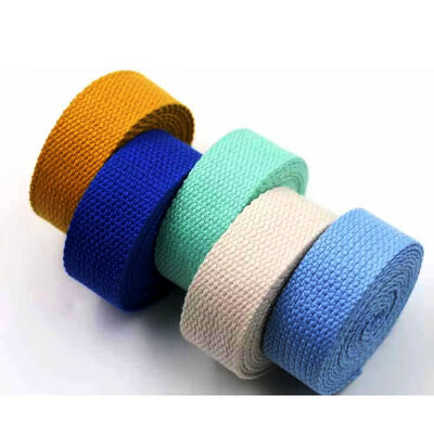 Dansky Custom Logo Polyester Cotton Webbing Straps Sustainable Plain Multi-Color Knitted Cotton Plain Webbing Tape for Bags