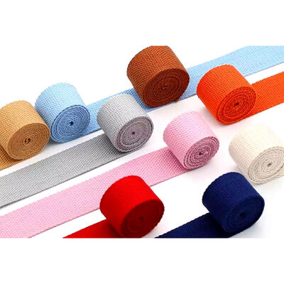 Dansky Custom Logo Polyester Cotton Webbing Straps Sustainable Plain Multi-Color Knitted Cotton Plain Webbing Tape for Bags