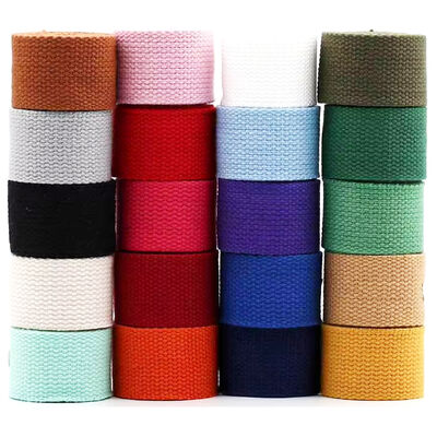 Dansky Custom Logo Polyester Cotton Webbing Straps Sustainable Plain Multi-Color Knitted Cotton Plain Webbing Tape for Bags