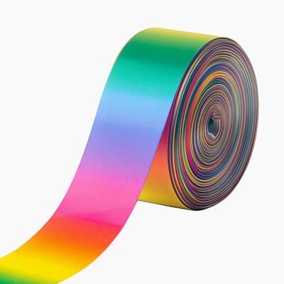 High-Quality Rainbow Gradient Polyester Ribbon, Heat Transfer Gift Packaging Bowknot Ribbon, Wholesale Clothing Craft Decoration Elastic Ribbon