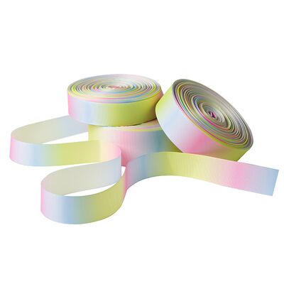 High-Quality Rainbow Gradient Polyester Ribbon, Heat Transfer Gift Packaging Bowknot Ribbon, Wholesale Clothing Craft Decoration Elastic Ribbon