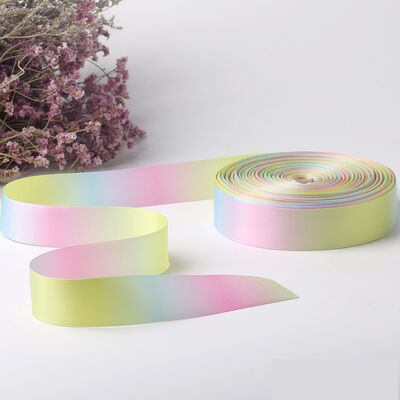 High-Quality Rainbow Gradient Polyester Ribbon, Heat Transfer Gift Packaging Bowknot Ribbon, Wholesale Clothing Craft Decoration Elastic Ribbon