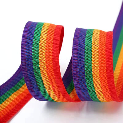 DANSKY Custom High Quality Rainbow Polyester/Nylon Webbing with Jacquard Technique for Garment Decoration and Bag Straps