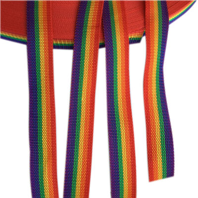 DANSKY Custom High Quality Rainbow Polyester/Nylon Webbing with Jacquard Technique for Garment Decoration and Bag Straps