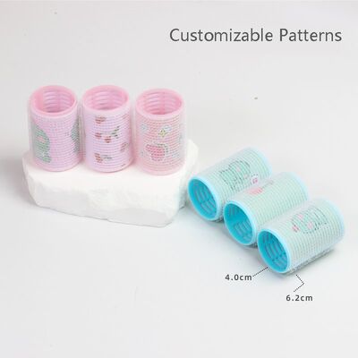 Dansky Custom Pattern & Logo Self-Adhesive Hair Rollers - Multi-Color Portable Curlers for Air Bangs Styling