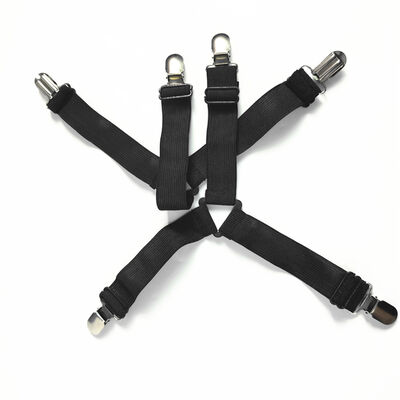 DANSKY Custom Bed Straps with Metal Clips Triangle Elastic Straps Adjustable Fitted Sheet Straps Non Slip Bed Sheet Clips