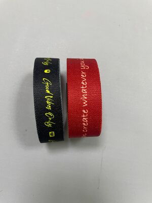 Dansky Gold Thread Woven Label Heat Transfer Elastic Wristband Stretch Fabric Bracelet for Access Control&ID Identification