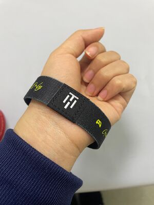 Dansky Gold Thread Woven Label Heat Transfer Elastic Wristband Stretch Fabric Bracelet for Access Control&ID Identification