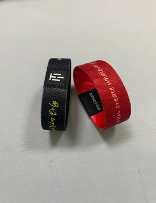 Dansky Gold Thread Woven Label Heat Transfer Elastic Wristband Stretch Fabric Bracelet for Access Control&ID Identification