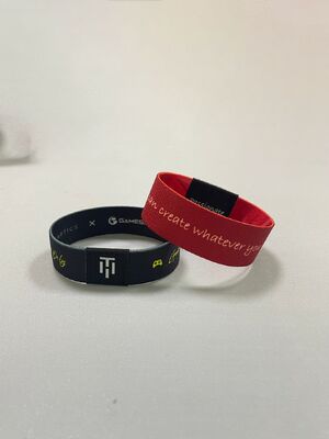 Dansky Gold Thread Woven Label Heat Transfer Elastic Wristband Stretch Fabric Bracelet for Access Control&ID Identification