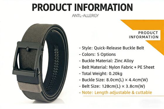 DANSKY New Style Aluminum Alloy Outdoor Nylon Belt Men's Elastic Waist Belt for Workwear - Custom Logo