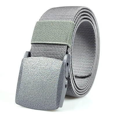 DANSKY Custom Logo Fabric Belt with Heat Cut Tail Plate Flip Buckle Elastic Stretchy Nylon Webbing Belt