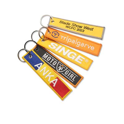 DANSKY Creative Durable Custom logo Embroidery Shape Key Chain Cheap Fabric Key Ring Patch Key Tag Blank Embroidered Keychain