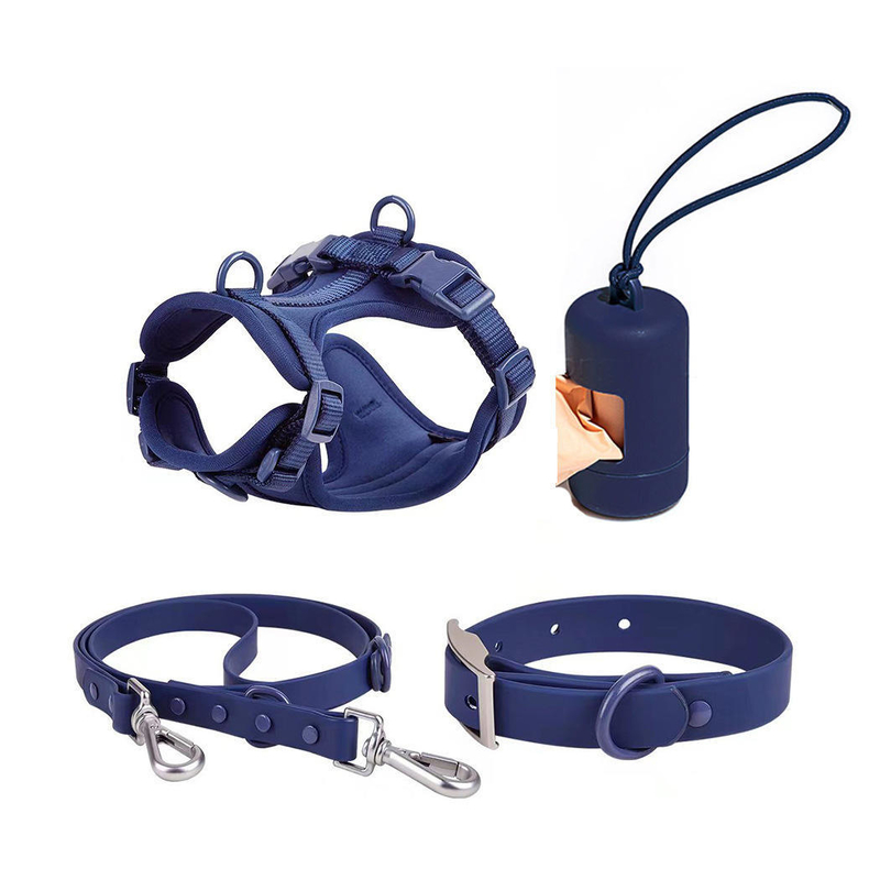 Dansky Luxury Dog Collar Set Waterproof PVC Coated Nylon Webbing Hot Sale 10 Colors Options & Personalized Logo Solid Pattern
