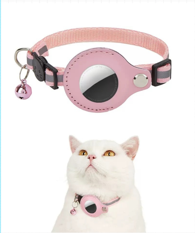 Dansky Reflective AirTag Cat Collar, Integrated Cat Tracker Collar with Air Tag Holder and Bell, Cat GPS Collars for Cats