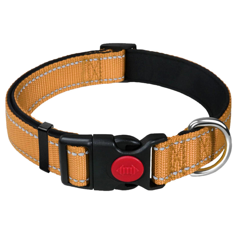 Dansky Adjustable Nylon Reflective Dog Collar With Breathable Soft Neoprene Padded