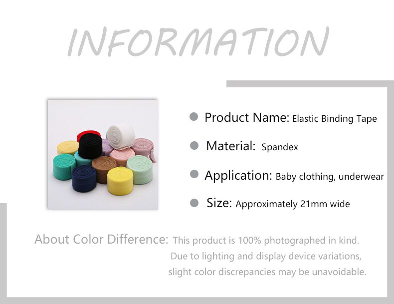 DANSKY 2CM Colored Elastic Binding Tape - Stretch Trim for Underwear, Underpants, Clothing Cuffs & Edges