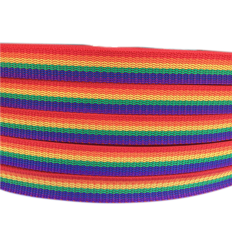 DANSKY Custom High Quality Rainbow Polyester/Nylon Webbing with Jacquard Technique for Garment Decoration and Bag Straps