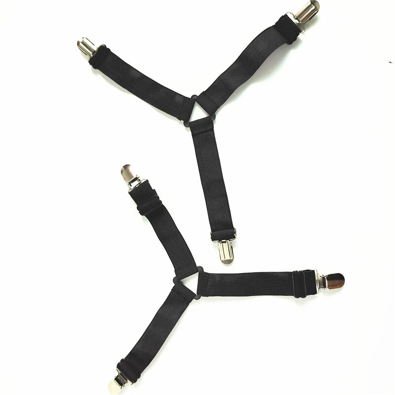 DANSKY Custom Bed Straps with Metal Clips Triangle Elastic Straps Adjustable Fitted Sheet Straps Non Slip Bed Sheet Clips