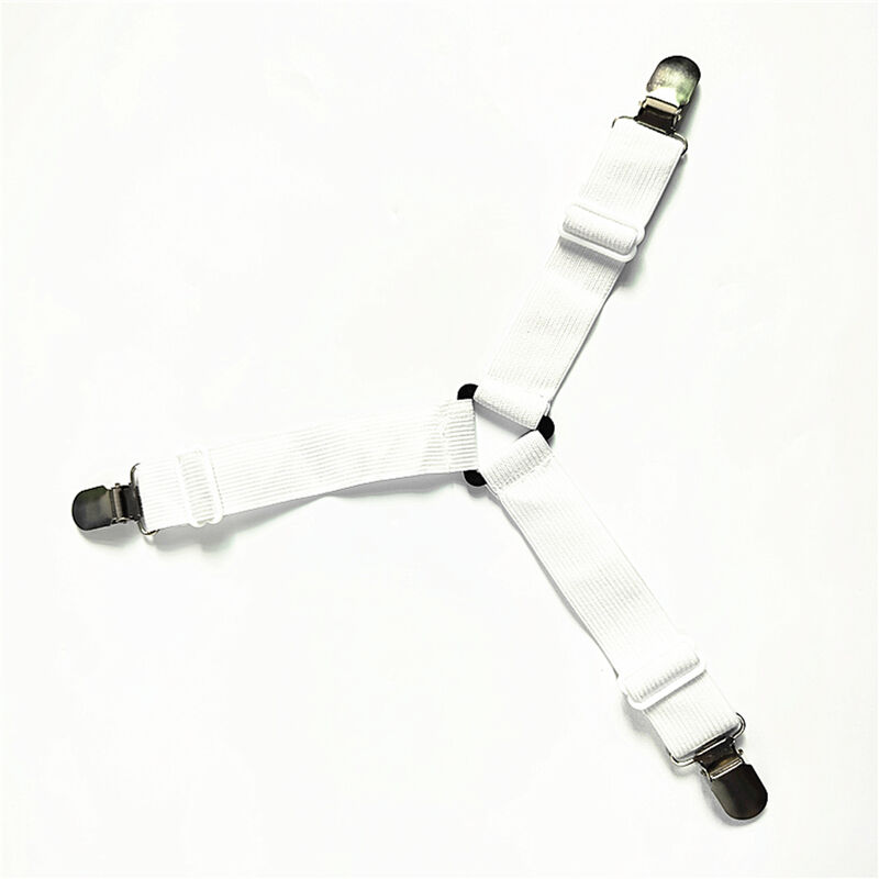 DANSKY Custom Bed Straps with Metal Clips Triangle Elastic Straps Adjustable Fitted Sheet Straps Non Slip Bed Sheet Clips